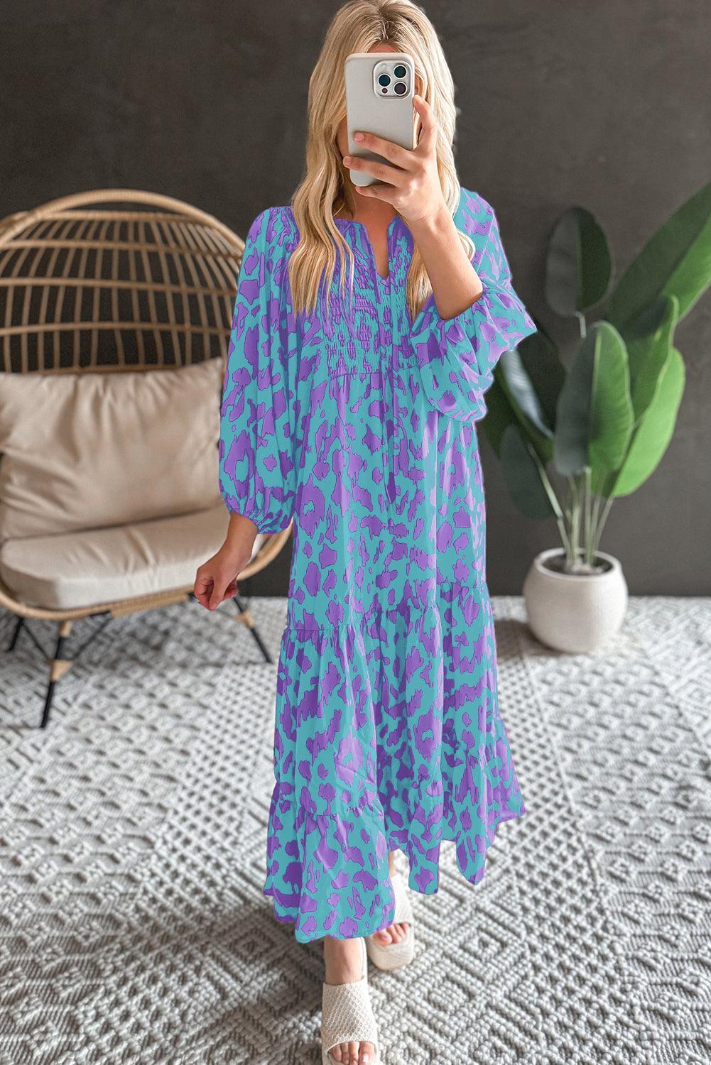 Lange Jurk met Abstracte Print - Maxi Dresses - Jurkjes.co