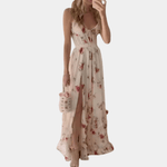 Lange Jurk met Bloemenprint en Ruches - Women Summer Dress - Jurkjes.co
