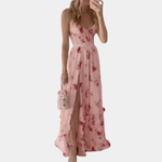 Lange Jurk met Bloemenprint en Ruches - Women Summer Dress - Jurkjes.co