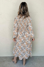 Lange Jurk met Bloemenprint en Smock Taille - Maxi Dresses - Jurkjes.co