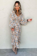 Lange Jurk met Bloemenprint en Smock Taille - Maxi Dresses - Jurkjes.co