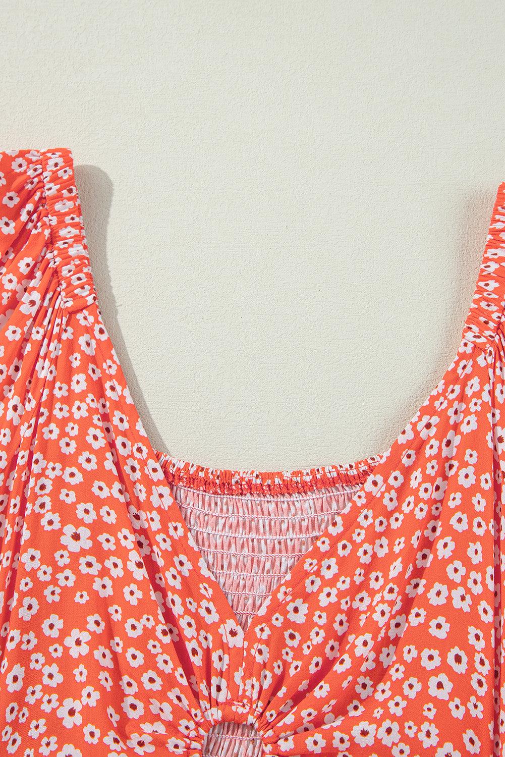 Lange Jurk met Bloemenprint en V-hals - Floral Dresses - Jurkjes.co