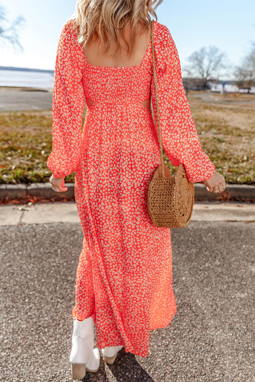 Lange Jurk met Bloemenprint en V-hals - Floral Dresses - Jurkjes.co