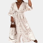 Lange Jurk met Bloemenprint en Wijde Mouwen - Women Summer Dress - Jurkjes.co