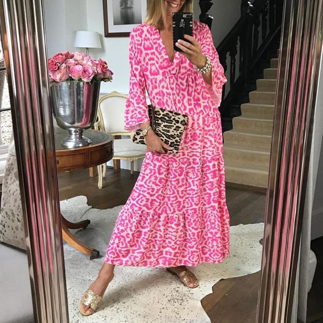 Lange Jurk met Dierenprint - Dresses - Jurkjes.co