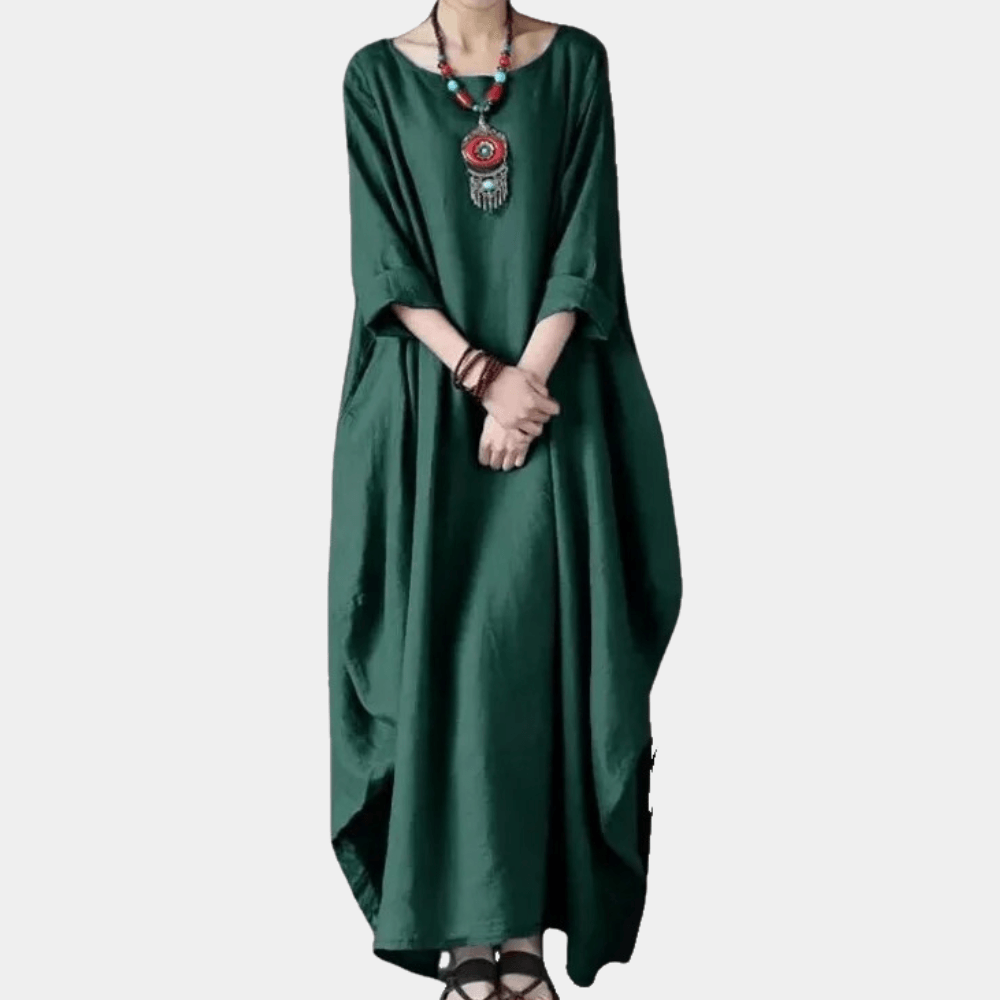 Lange Jurk met Effen Ontwerp - CB - Dresses - Jurkjes.co