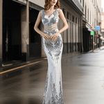 Lange Jurk met Elegant Borduurwerk - Dresses - Jurkjes.co