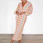 Lange Jurk met Geometrisch Patroon - CB- Dresses - Jurkjes.co