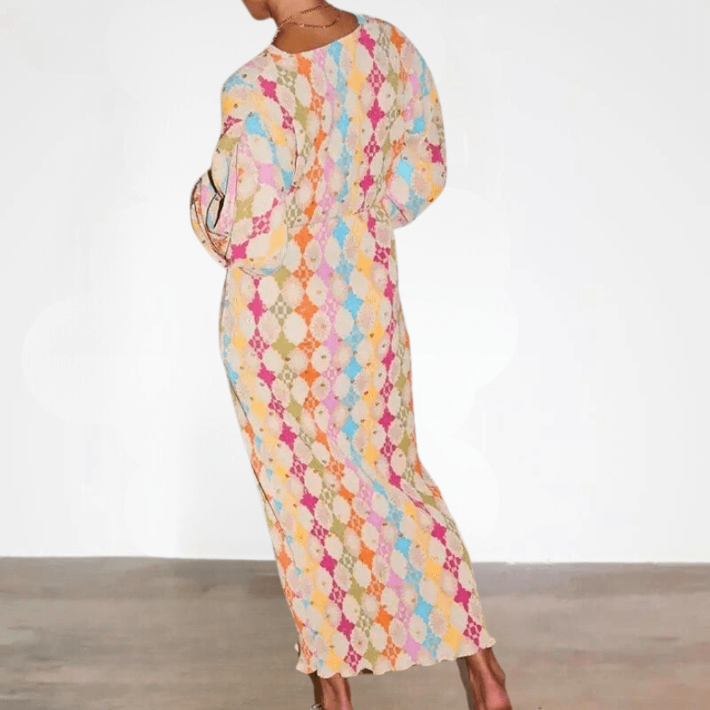 Lange Jurk met Geometrisch Patroon - CB- Dresses - Jurkjes.co