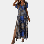 Lange Jurk met Geometrisch Patroon - Women Summer Dress - Jurkjes.co