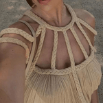 Lange Jurk met Gevlochten Details - Women Summer Dress - Jurkjes.co