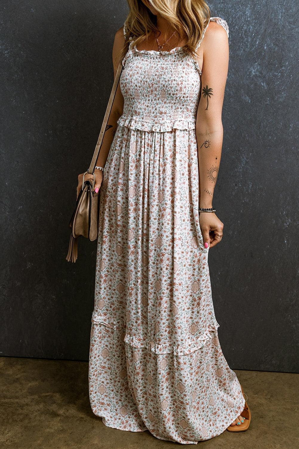 Lange Jurk met Kant en Bloemenprint - Maxi Dresses - Jurkjes.co