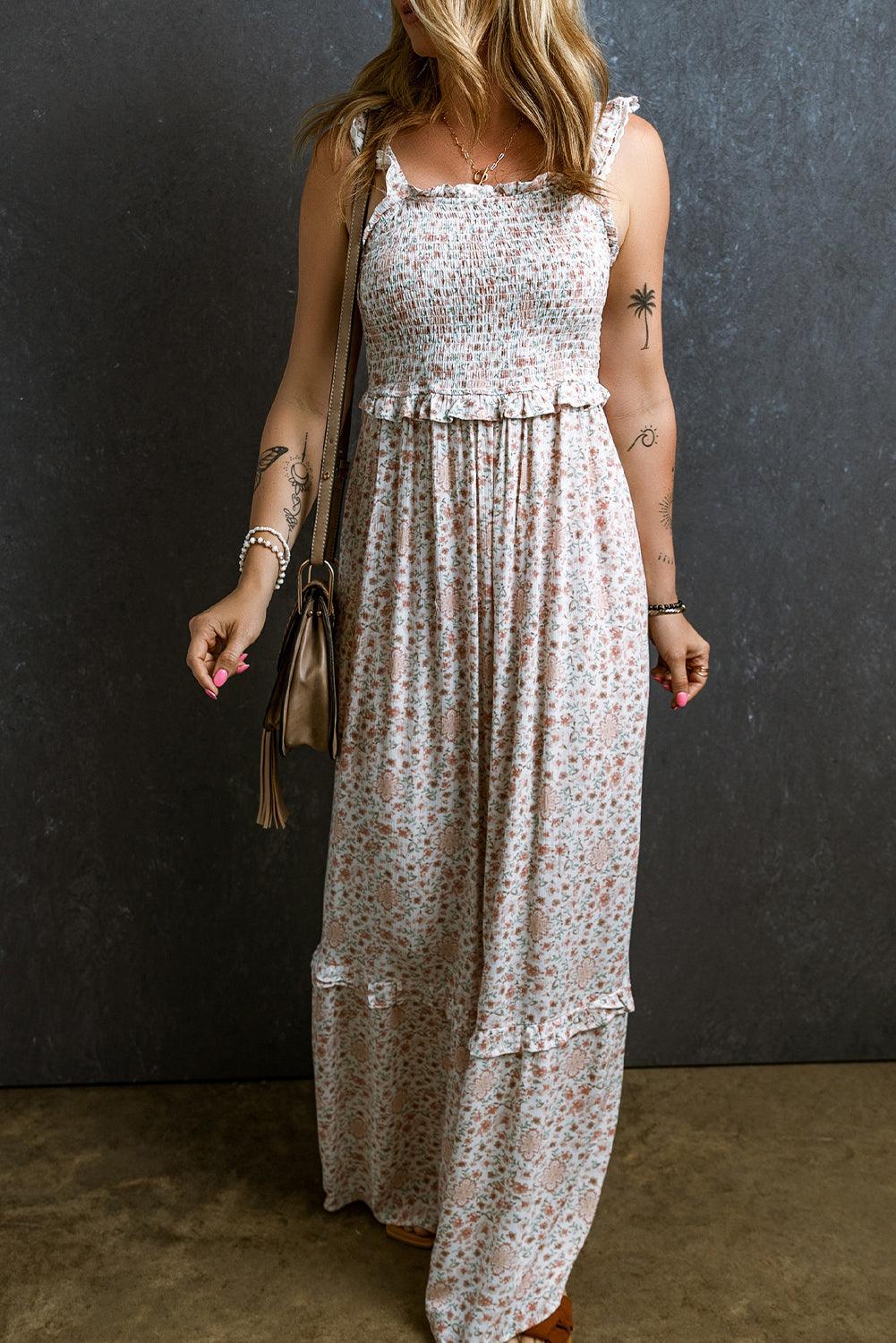 Lange Jurk met Kant en Bloemenprint - Maxi Dresses - Jurkjes.co