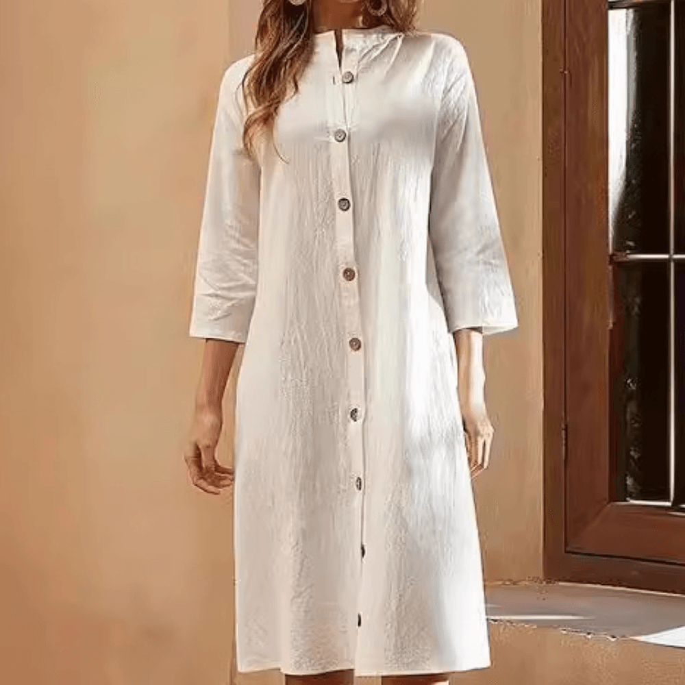 Lange Jurk met Knoopsluiting - CB - Dresses - Jurkjes.co