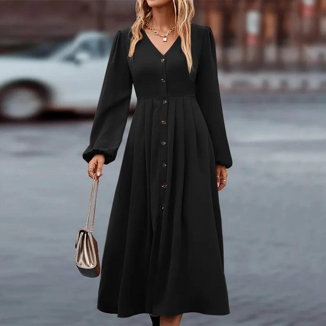 Lange Jurk met Knoopsluiting - Dresses - Jurkjes.co