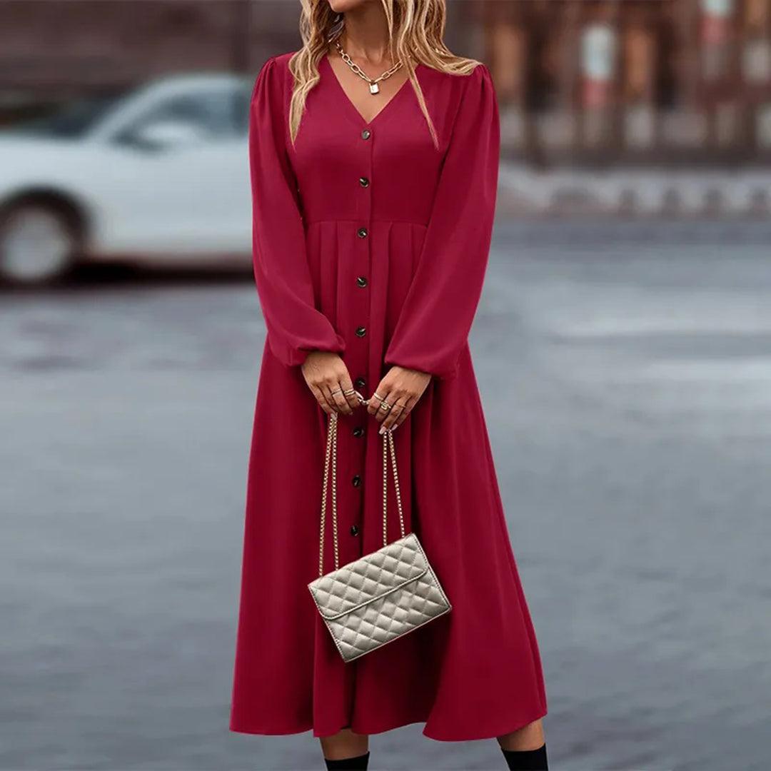 Lange Jurk met Knoopsluiting - Dresses - Jurkjes.co
