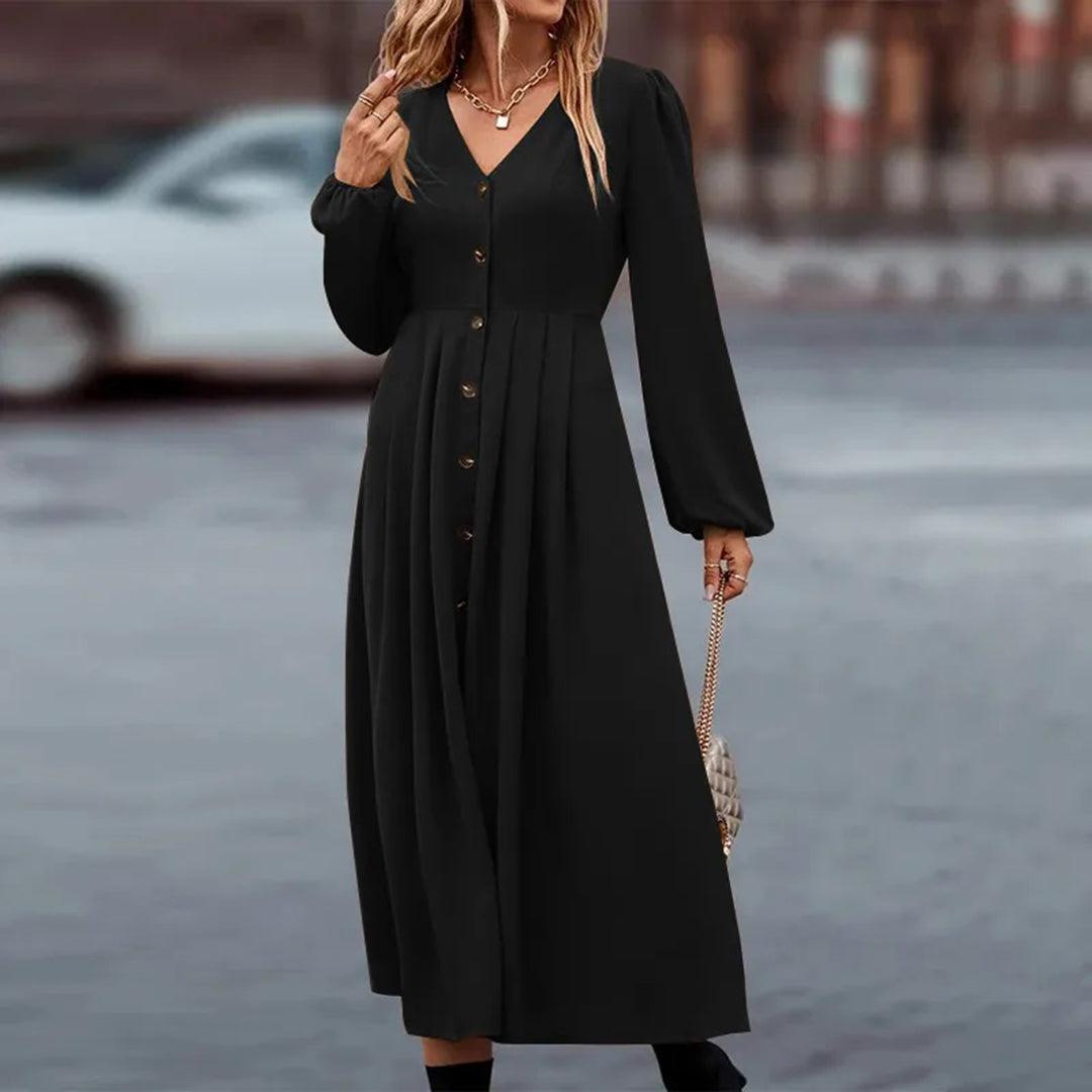 Lange Jurk met Knoopsluiting - Dresses - Jurkjes.co