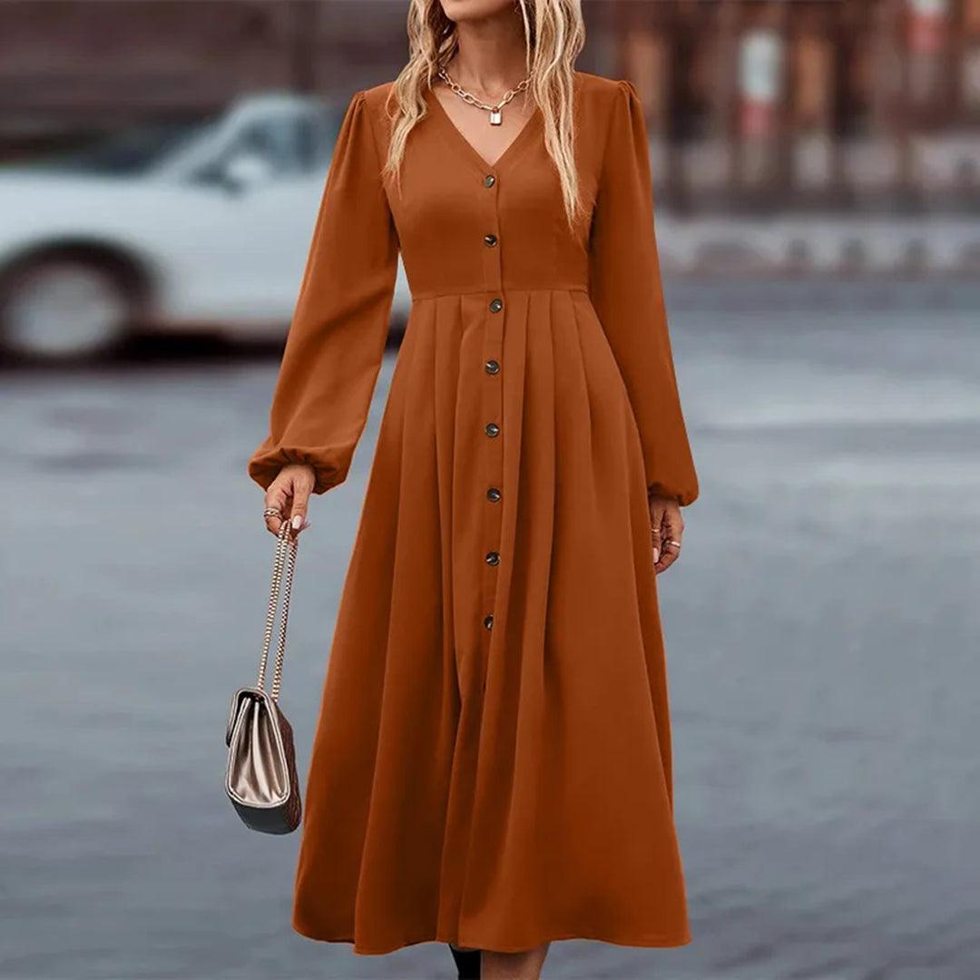 Lange Jurk met Knoopsluiting - Dresses - Jurkjes.co