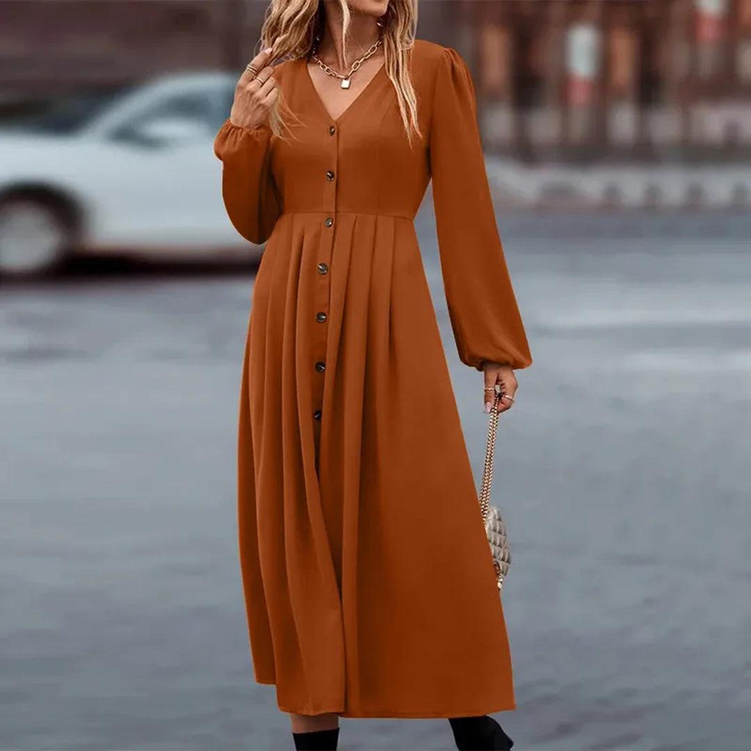 Lange Jurk met Knoopsluiting - Dresses - Jurkjes.co