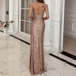 Lange Jurk met Pailletten en Split - Women Summer Dress - Jurkjes.co