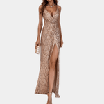 Lange Jurk met Pailletten en Split - Women Summer Dress - Jurkjes.co