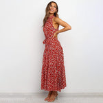 Lange Jurk met Polka Dots en Strik - Women Summer Dress - Jurkjes.co