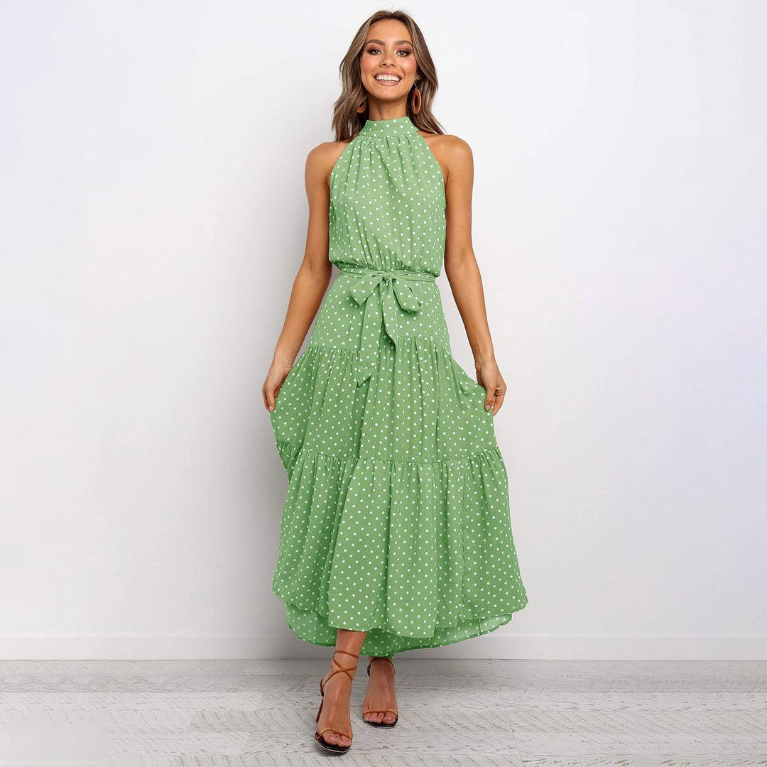 Lange Jurk met Polka Dots en Strik - Women Summer Dress - Jurkjes.co