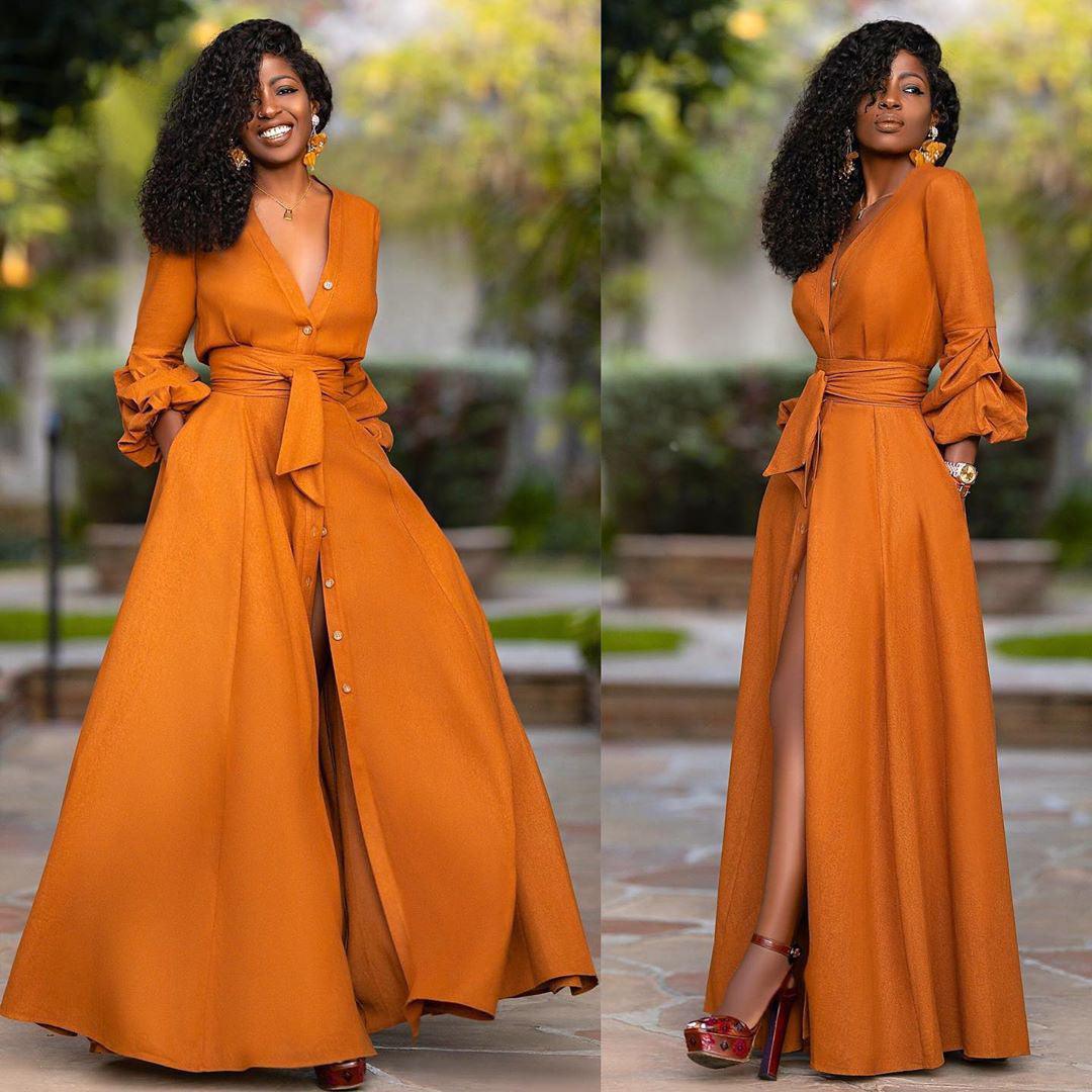 Lange Jurk met Ruches en Ceintuur - Dresses - Jurkjes.co