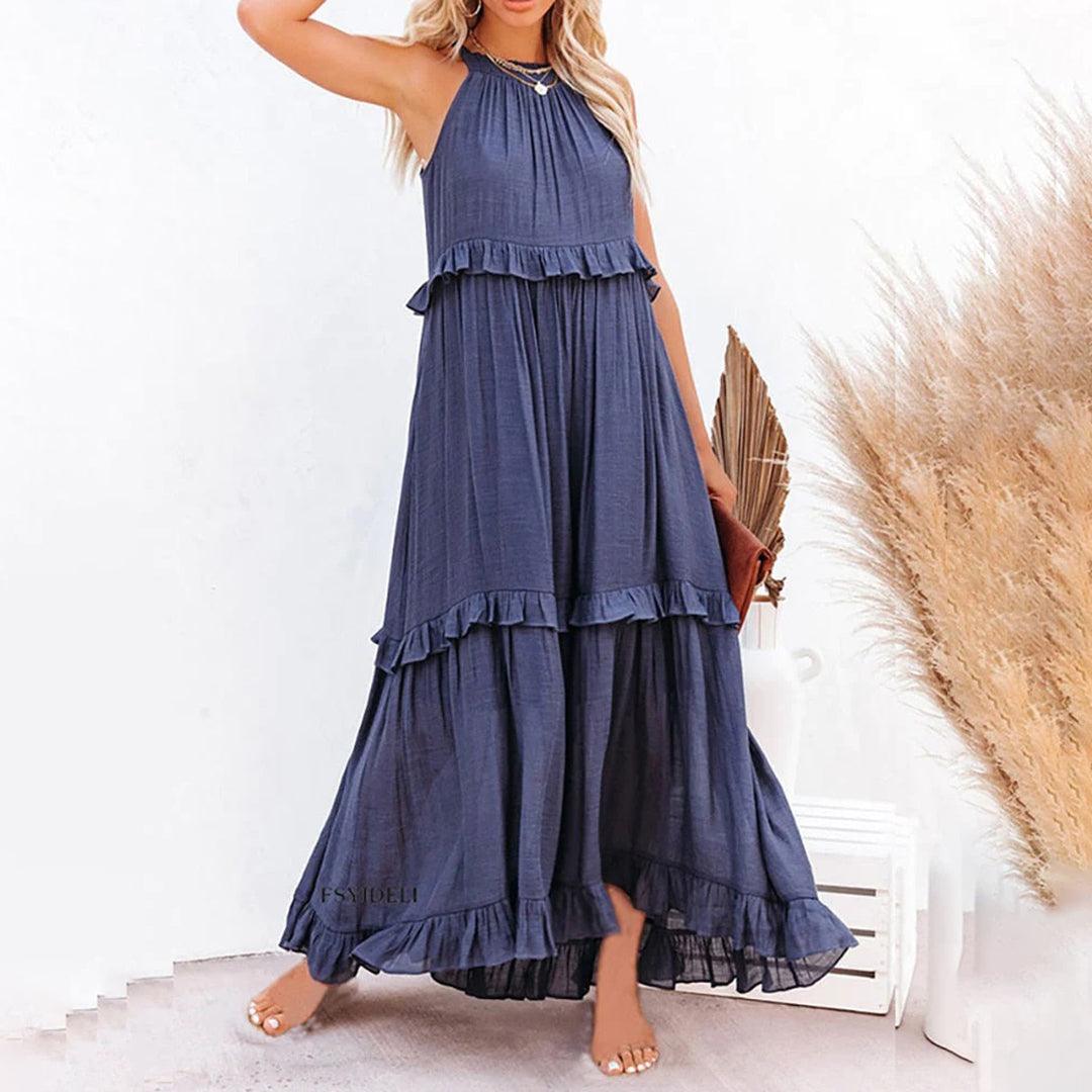 Lange Jurk met Ruches en Gelaagd Ontwerp - Women Summer Dress - Jurkjes.co