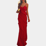 Lange Jurk met Ruches en Zijsplit - Women Summer Dress - Jurkjes.co