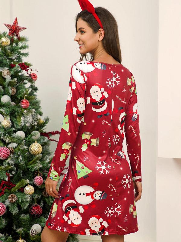 Lange Jurk met Speelse Kerstprint - Mini Dresses - Jurkjes.co