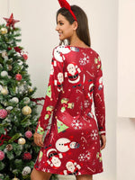 Lange Jurk met Speelse Kerstprint - Mini Dresses - Jurkjes.co