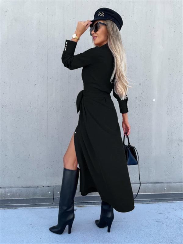 Lange Jurk met Strikceintuur en Knopen - Maxi Dresses - Jurkjes.co