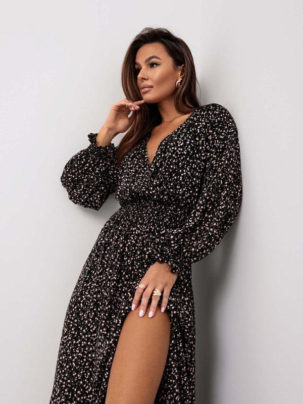 Lange Jurk met V-hals en Bloemenprint - Maxi Dresses - Jurkjes.co