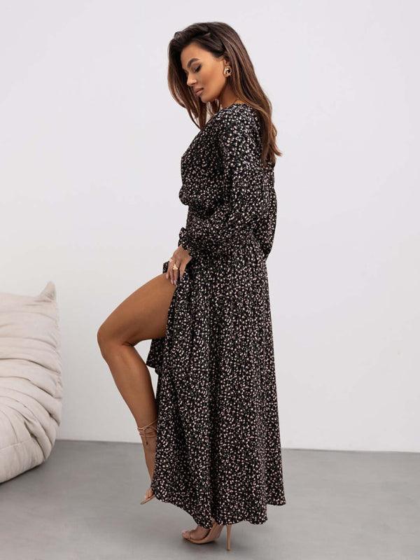 Lange Jurk met V-hals en Bloemenprint - Maxi Dresses - Jurkjes.co