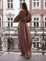 Lange Jurk met V-hals en Bloemenprint - Maxi Dresses - Jurkjes.co