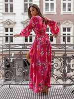 Lange Jurk met V-hals en Bloemenprint - Maxi Dresses - Jurkjes.co