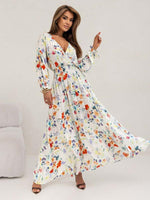 Lange Jurk met V-hals en Bloemenprint - Maxi Dresses - Jurkjes.co