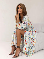 Lange Jurk met V-hals en Bloemenprint - Maxi Dresses - Jurkjes.co