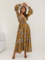 Lange Jurk met V-hals en Bloemenprint - Maxi Dresses - Jurkjes.co