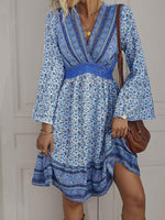 Lange Jurk met V-hals en Bohemian Print - Maxi Dresses - Jurkjes.co