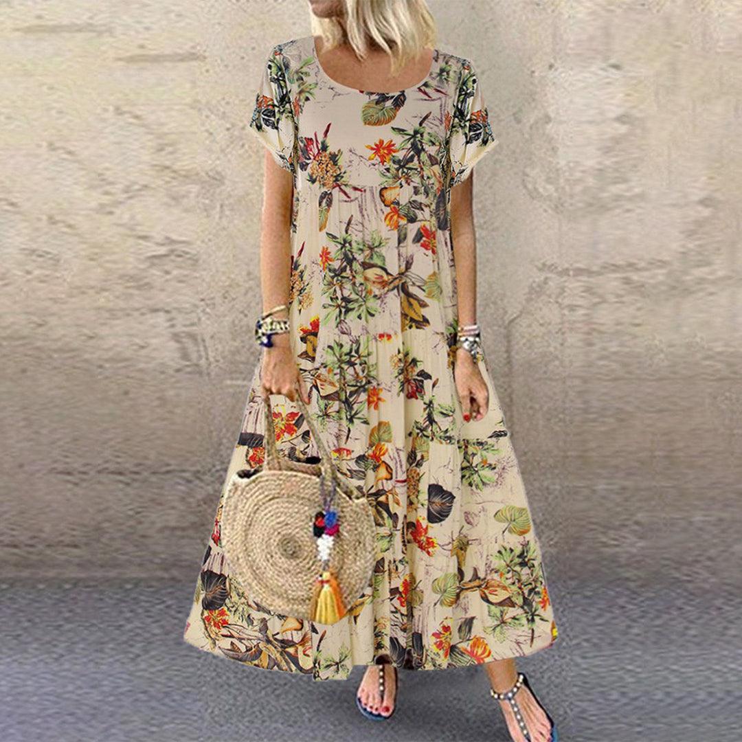 Lange Jurk met Vintage Bloemenprint - Women Summer Dress - Jurkjes.co
