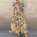 Lange Jurk met Vintage Bloemenprint - Women Summer Dress - Jurkjes.co
