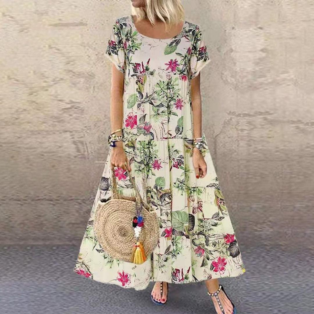 Lange Jurk met Vintage Bloemenprint - Women Summer Dress - Jurkjes.co