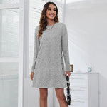 Lange mouw jurk met knoopdetails - Dresses - Jurkjes.co