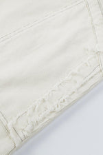 Lange Mouwen Denim Jurk met Ruwe Zoom - Mini Dresses - Jurkjes.co