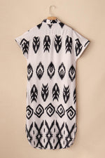 Lange Overhemdjurk met Geometrische Print - Maxi Dresses - Jurkjes.co