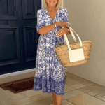 Lentejurk met Bloemenprint en V-hals - Dresses - Jurkjes.co