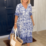 Lentejurk met Bloemenprint en V-hals - Dresses - Jurkjes.co