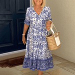 Lentejurk met Bloemenprint en V-hals - Dresses - Jurkjes.co